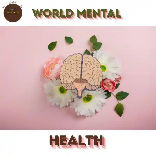 WORLD MENTAL HEALTH IS WRITTEN WITH LOGO OF AL QASR AL MUNEER METAL SCRAP COMPANY